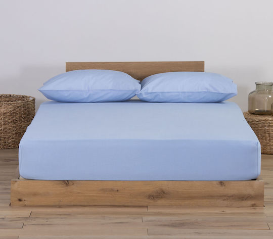 Nef-Nef Homeware Джърси Чаршаф Единичен с Еластична Лента 100x200+30см Светлосин