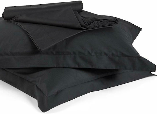 Kentia True Col Cearceaf Super Dublu cu Hugger din Cauciuc 160x200+30cm Negru
