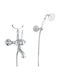 Bugnatese Oxford Mixing Retro Bathtub Shower Faucet Complete Set Silver