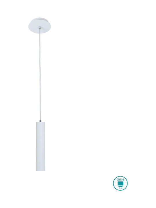 Viokef Lessante Μοντέρνο Κρεμαστό Φωτιστικό Μονόφωτο με Ντουί GU10 σε Λευκό Χρώμα