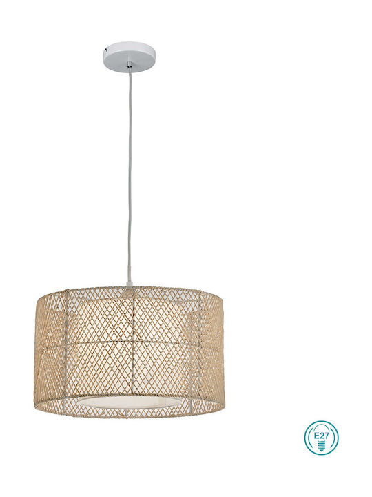 Viokef Grido Pendant Light Suspension with Rope for Socket E27 Brown