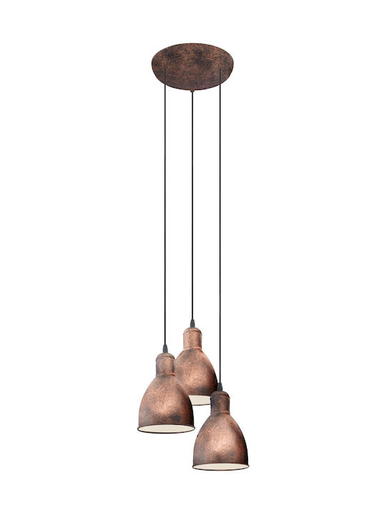 Eglo Priddy Pendant Light Three-Light for Socket E27 Bronze