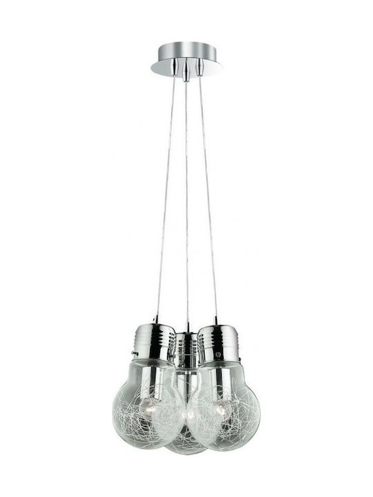 Ideal Lux Luce Max SP3 Pendant Light Three-Light for Socket E27 Silver