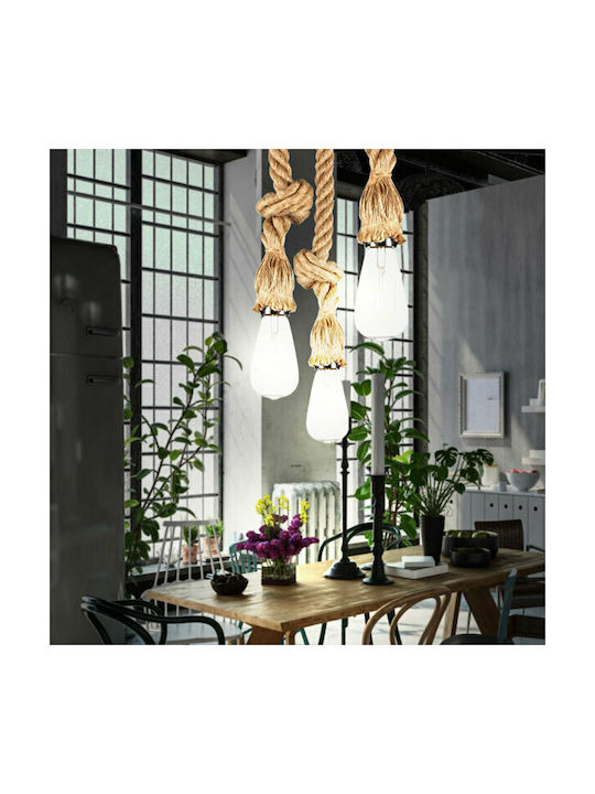 V-TAC VT-7118 Pendant Light Brown with Rope for Socket E27 45cm