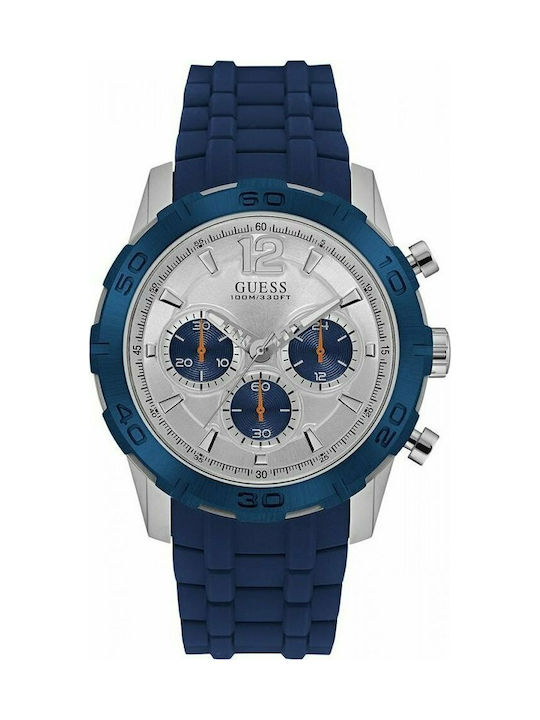 Guess Watch Chronograph Battery with Blue Rubber Strap W0864G6