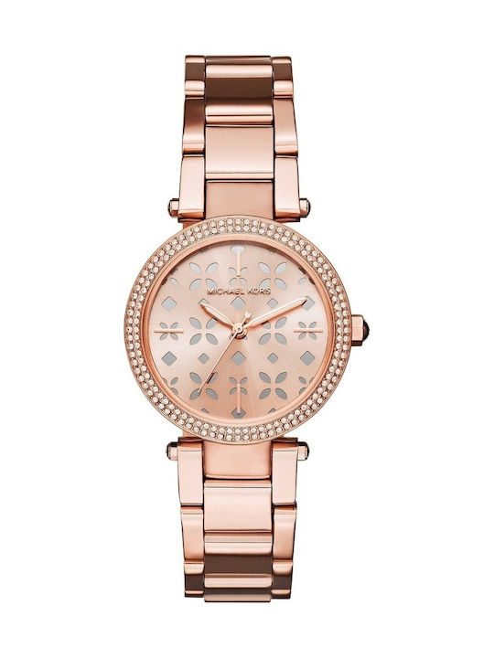 Michael Kors Mini Parker Crystals Uhr Chronograph mit Rose Gold Metallarmband