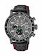Citizen Ανδρικό Ρολόι 44mm Χρονογράφος Eco - Drive με Μαύρο Δερμάτινο Λουράκι