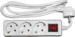 Adeleq 3-Outlet Power Strip 1.5m White