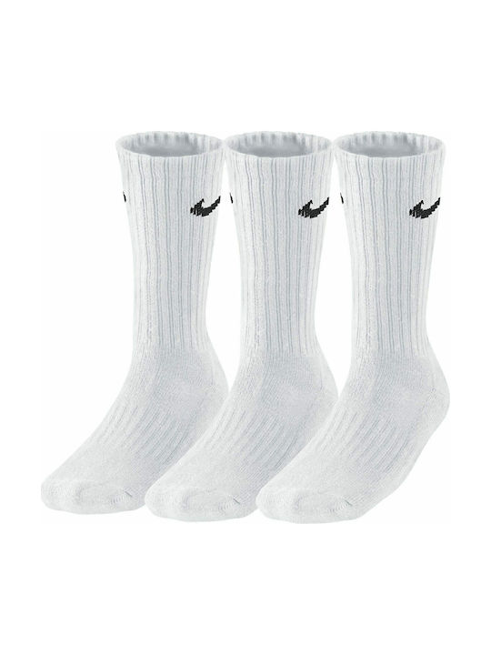 Nike Value Cotton Κάλτσες για Τέννις Λευκές 3 Ζεύγη
