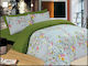 Le Blanc Bettdecken-Set Einzelbett 160x240cm Flowers Green 2Stück