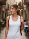Softex S281F White Γυναικεία Μπλούζα Αμάνικη Λευκή