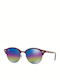 Ray Ban Clubround Unisex Sonnenbrille mit Burgundisch Kunststoff Gestell und Blau Spiegel Linse RB4246 1222/C2