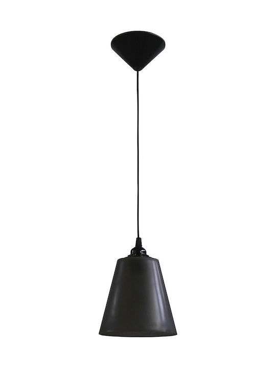 Heronia Fun-01 1/Φ Conos Vintage Κρεμαστό Φωτιστικό Μονόφωτο με Ντουί E27 σε Μαύρο Χρώμα