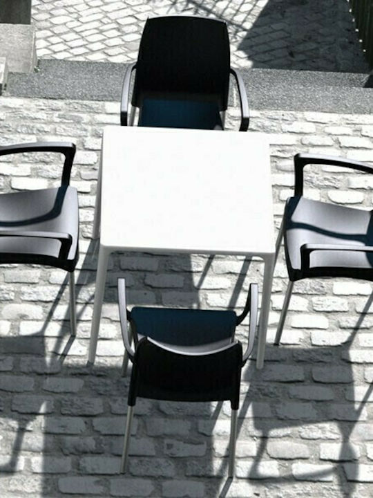 Τραπέζι για Μικρούς Εξωτερικούς Χώρους Πολυπροπυλενίου με Σκελετό Αλουμινίου Mango Λευκό 72x72x72εκ.