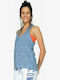 BodyTalk 171-904221 Women's Athletic Blouse Sleeveless Blue 171-904221-00822