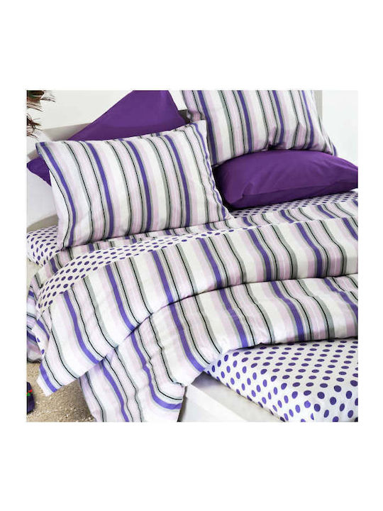 SB Home Quilt Single 160x240cm Rules & Dots Purple