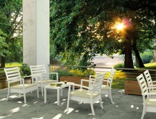 Garten- und Terrassentisch für kleine Räume aus Polypropylen Ocean Weiß 90x45x45cm
