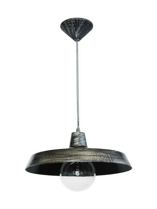 Heronia U.S Gas 1/L Ασημί Πατίνα Pendant Lamp E27 Silver