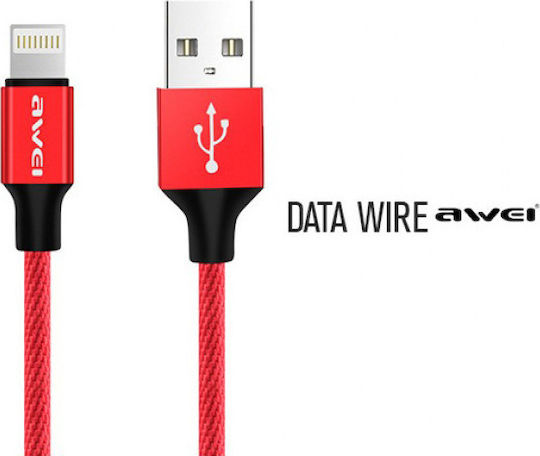 Awei CL-60 Braided USB-A la Cablu Lightning Roșu 1m