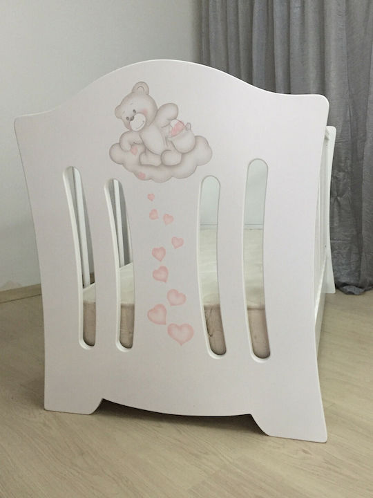 Baby Smile Pătuț Bebeluși Laura Alb și roz pentru Saltea 70x140cm