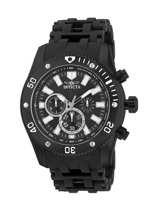 Invicta Sea Spider Watch Chronograph Battery with Black Metal Bracelet