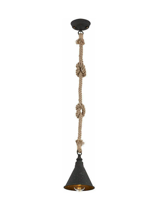 Elmark Rope Hängende Deckenleuchte Einfaches Licht mit Seil für Fassung E27 Schwarz