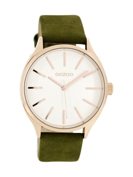 Oozoo Timepieces Watch Battery with Green Leather Strap