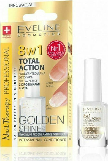 Eveline 8 in 1 Total Action Golden Shine Nail Treatment with Brush 12ml
