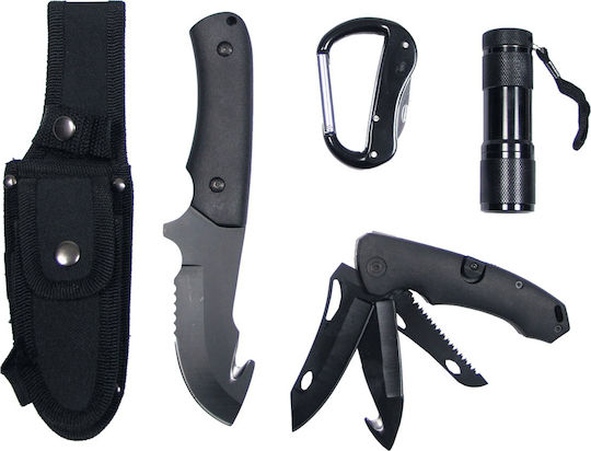 MFH Set & Multi Tools Μαχαίρι Επιβίωσης Tools - Black σε Θήκη
