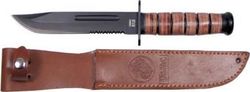 MFH USMC Fighting Knife Survival Brown with Blade made of Stainless Steel in Sheath