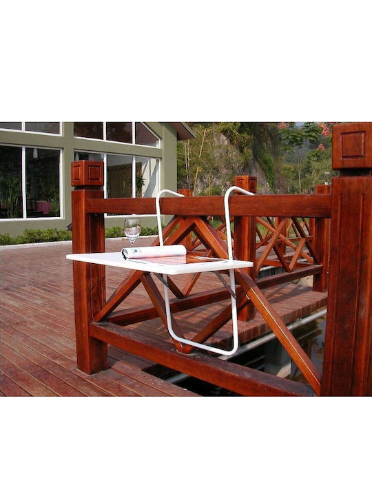 Plastic Table for Small Outdoor Spaces Foldable with Metal Frame White 60x40x74cm