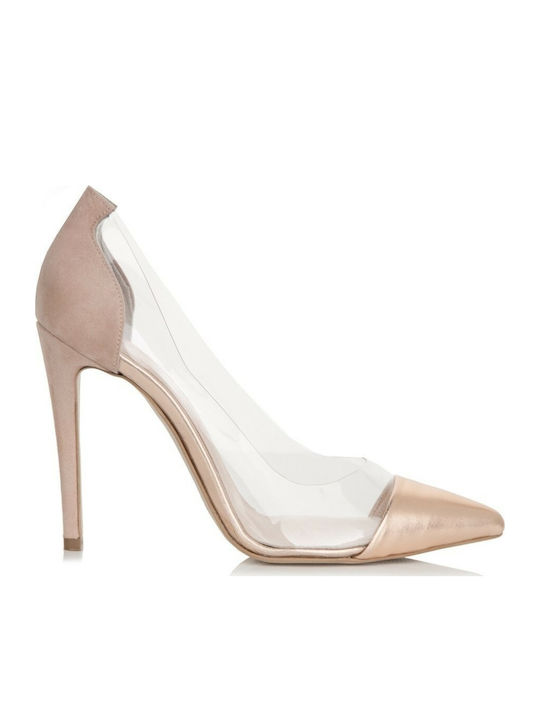 Sante Leather Pointed Toe Stiletto Beige High Heels