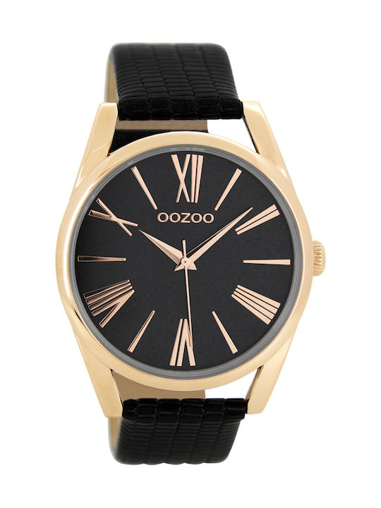 Oozoo Timepieces Watch with Black Leather Strap