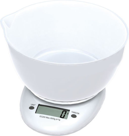 Omega OBSKWB Ψηφιακή Ζυγαριά Κουζίνας με Κάδο έως 3kg Λευκή
