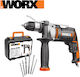Worx WX318 Κρουστικό Δράπανο 810W με Θήκη και με Σετ 3 τρυπανιών & Σετ 3 διαμαντοτρυπανιών