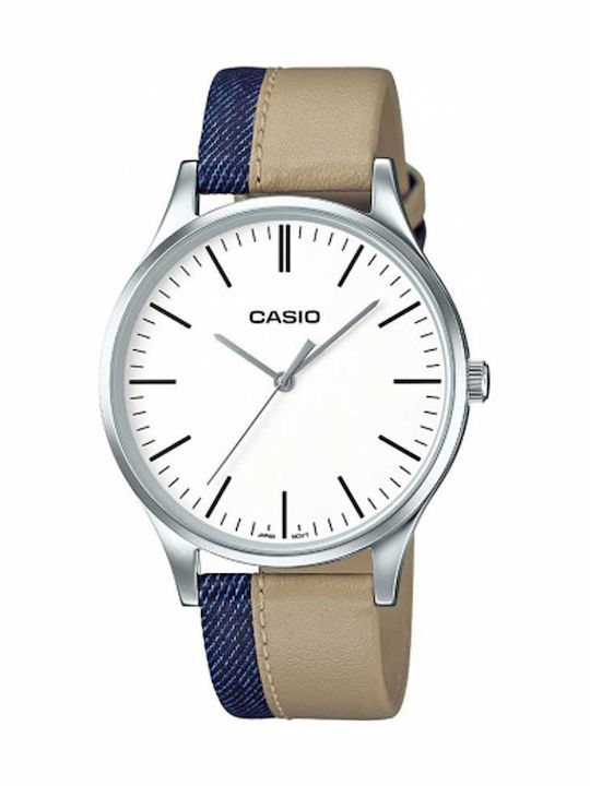 Casio Standard Ανδρικό Ρολόι 38mm Μπαταρίας με Μπεζ Δερμάτινο Λουράκι