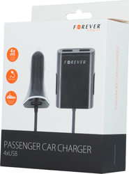 Forever Car Charger Black Universal Passenger Car Charger Total Intensity 9.6A with Ports: 4xUSB