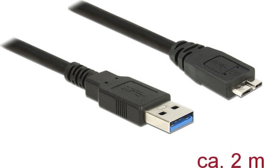 DeLock Regular USB 3.0 to micro USB Cable Μαύρο 2m (85074) 1τμχ