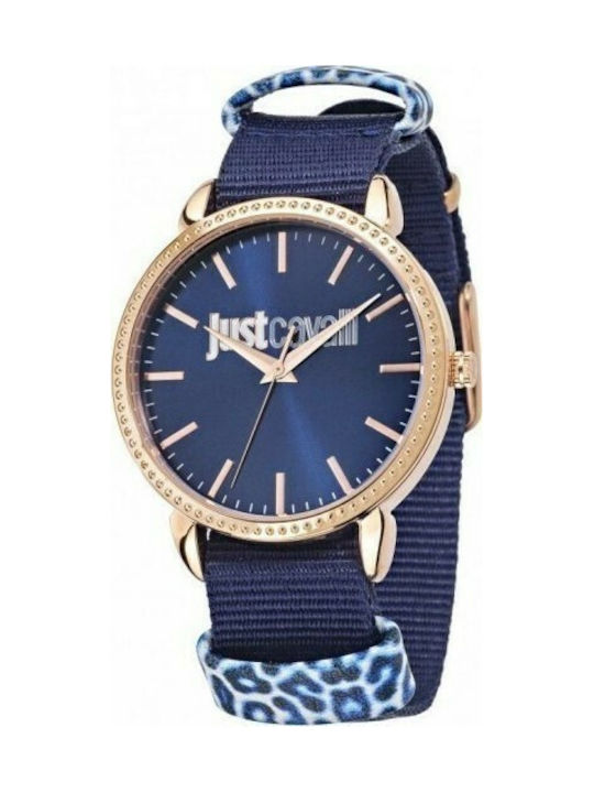 Just Cavalli Uhr mit Blau Stoffarmband