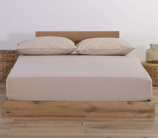 Nef-Nef Homeware Джърси Чаршаф Единичен с Еластична Лента 100x200+30см Лен