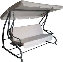 Lounge Κούνια με Βάση 3 Θέσεων Μεταλλική Μ203xΠ128xΥ170cm Εκρού Lounge Κούνια με Βάση 3 Θέσεων Μεταλλική Μ203xΠ128xΥ170cm Εκρού