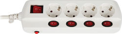 VK Lighting Power Strip 4 Sockets with 1.5m Cable