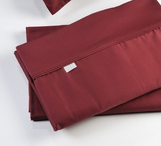 Down Town Home Solid Colour Super-Double Bed Sheets Set 245x270cm Burgundy 4 Pieces