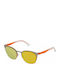 Police Flow 3 Women's Sunglasses with Silver Metal Frame and Orange Mirror Lens SPL341S34G