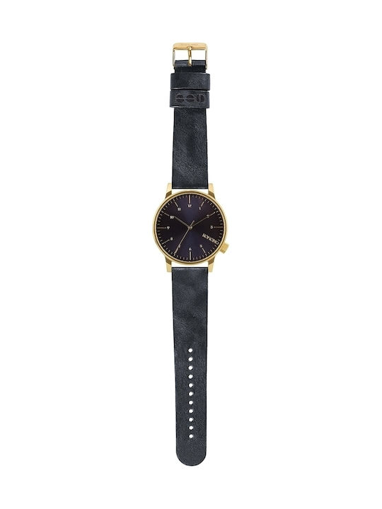 Komono Winston Watch with Black Leather Strap