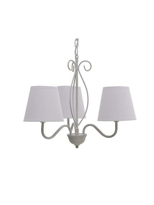 Inart Chandelier Lampshade 3xE14 Gray 50cm 3-10-716-0007