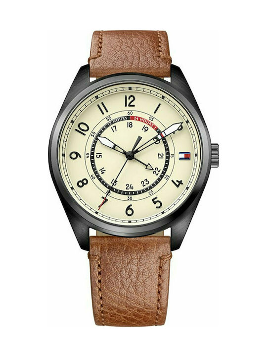 Tommy Hilfiger Dylan Watch Battery with Brown Leather Strap