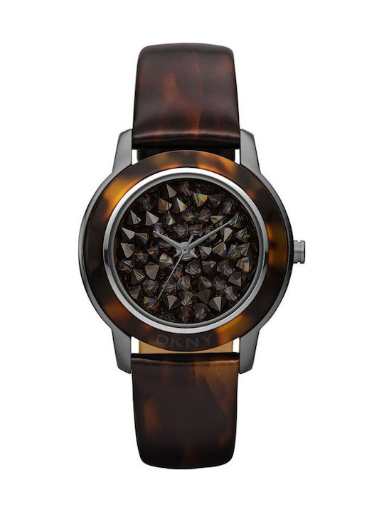 DKNY Watch with Brown / Brown Leather Strap NY8649