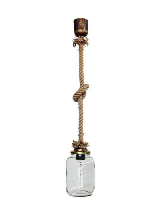 Heronia FUN-07TS 1/L Vintage Κρεμαστό Φωτιστικό Μονόφωτο με Σχοινί και Ντουί E27 σε Μπρούτζινο Χρώμα