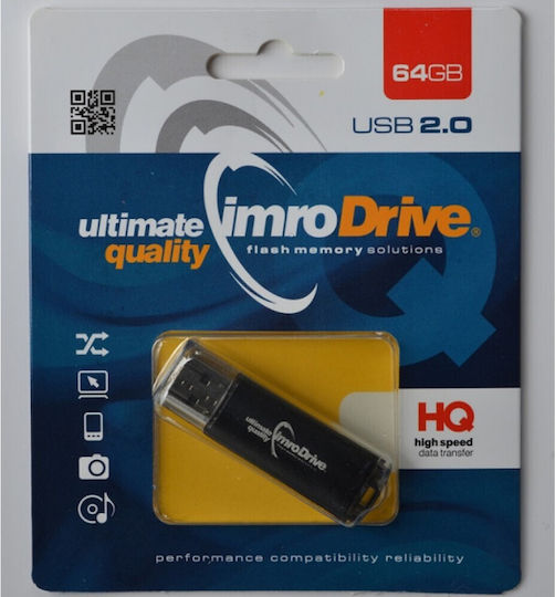 IMRO Black 64GB USB 2.0 Stick Μαύρο